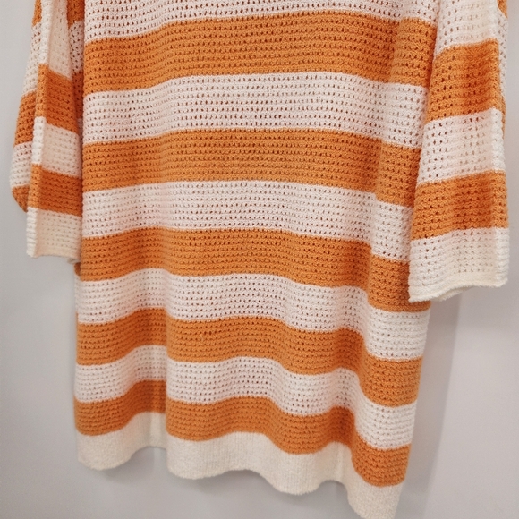 J. Jill Striped Open Knit Sweater Womens Plus Size 2X Apricot Cream NWT - Picture 3 of 7